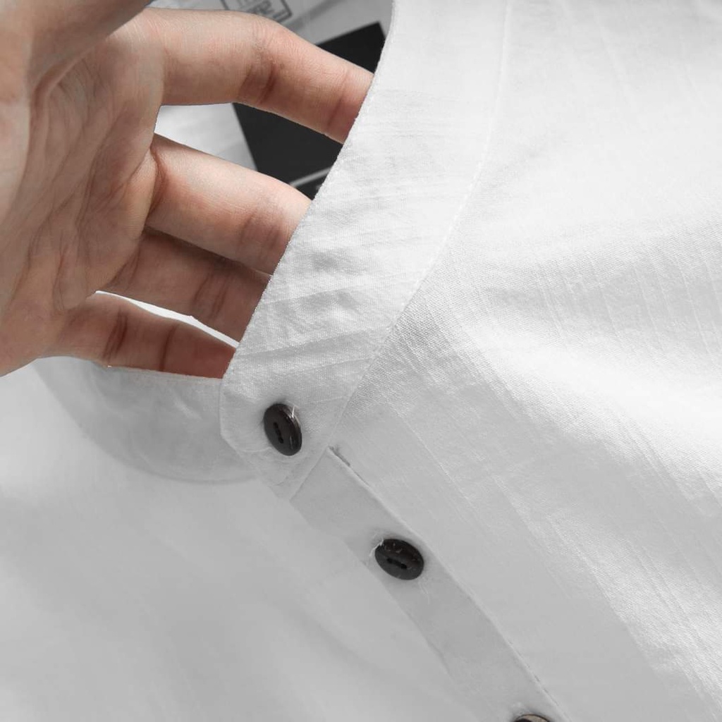 Áo đũi nam cộc tay GMAN cổ Tàu chất vải đũi tự nhiên thoáng mát (AD79)