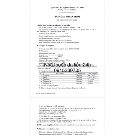 SKINCYSTINE VIÊN UỐNG ĐẸP DA TÓC MÓNG 60v