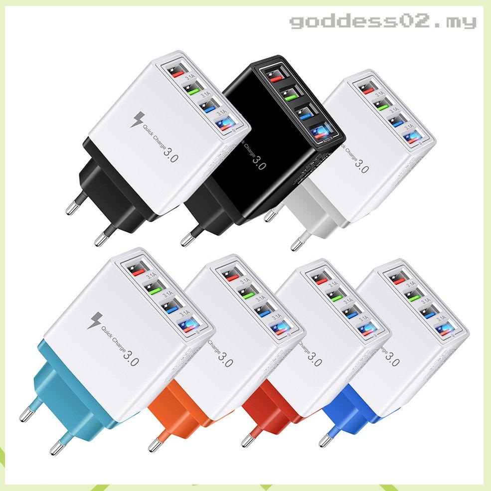 Giá tốt nhất ⚡ Củ sạc 4 cổng USB nhiều màu sắc tiện dụng cho điện thoại