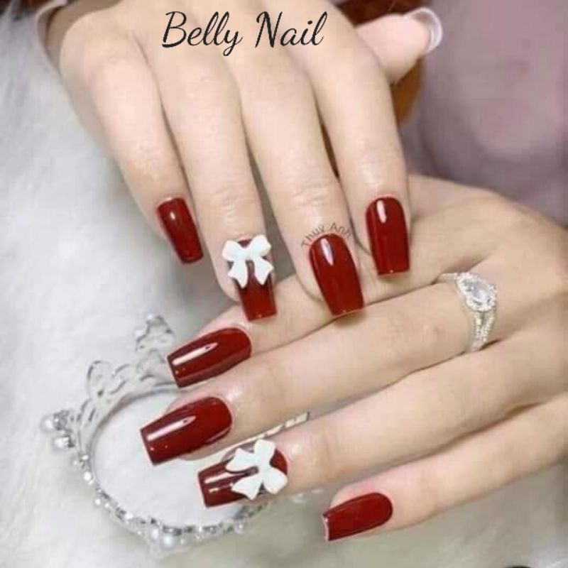 Móng tay giả kèm keo belly nails bộ 24 móng tay giả kèm keo