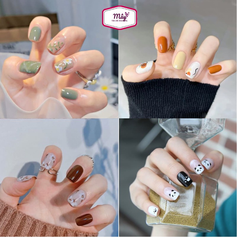 Set 24 móng tay 3D chống nước vẽ nghệ thuật màu sắc đẹp Nail Mây ZB