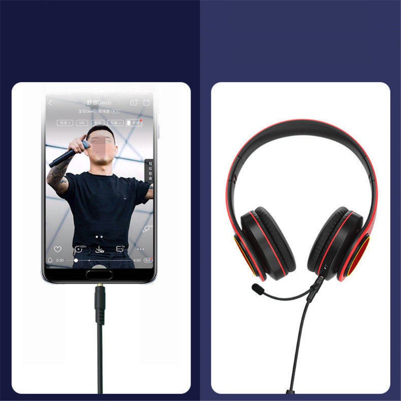 DOU 1.2M Boom Microphone Cable Mic For 3.5mm Headphone With Condenser Mic For Phone PC For Boompro Gaming Headset V-MODA