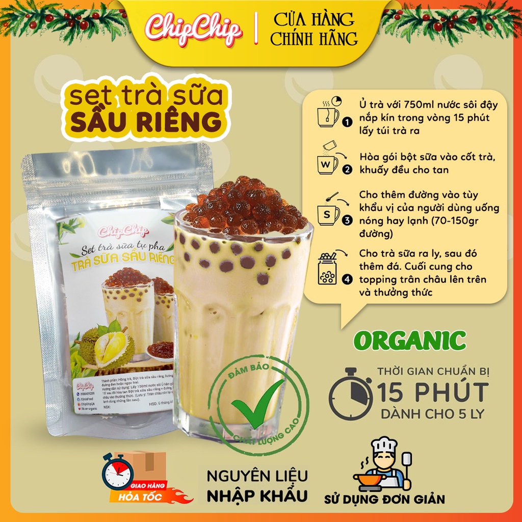 Combo Trà Sữa Trân Châu Matcha,Sầu Riêng, Phúc Bồn Tử,Sâm Dứa  Nguyên Liệu Trà Sữa Nhập Khẩu