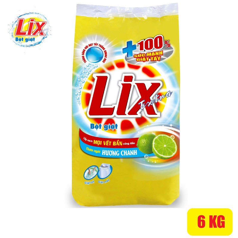 Bột giặt LIX Extra hương chanh 5.5Kg EC055 - Tẩy Sạch Vết Bẩn Cực Mạnh
