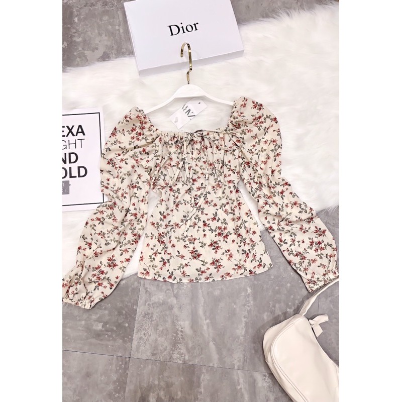 Áo hoa nhí vintage bo chun