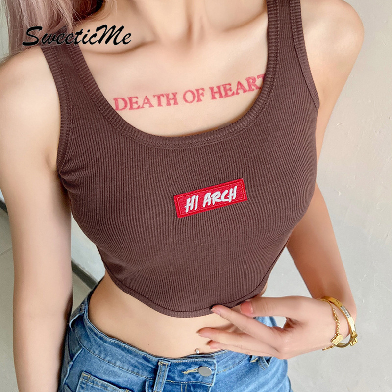 [ Mã 11FASHIONSALE1 giảm 10K đơn 50K ] Áo Ba Lỗ Cổ Chữ U Thêu Chữ Ngọt Ngào Cho Nữ 2021 | BigBuy360 - bigbuy360.vn