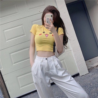 Áo thun croptop pikachu cute 🥰( Vải đẹp loại 1)