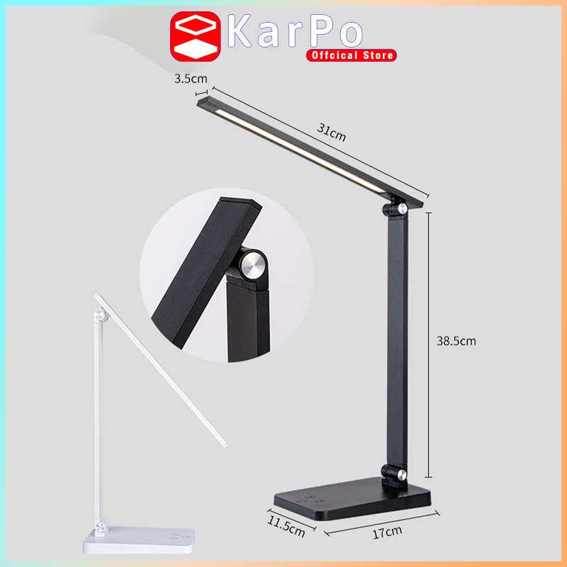 Đèn học để bàn KarPo DHK-001 bảo vệ mắt dùng cho đọc sách, học tập, làm việc, 5 chế độ sáng tiện dụng.