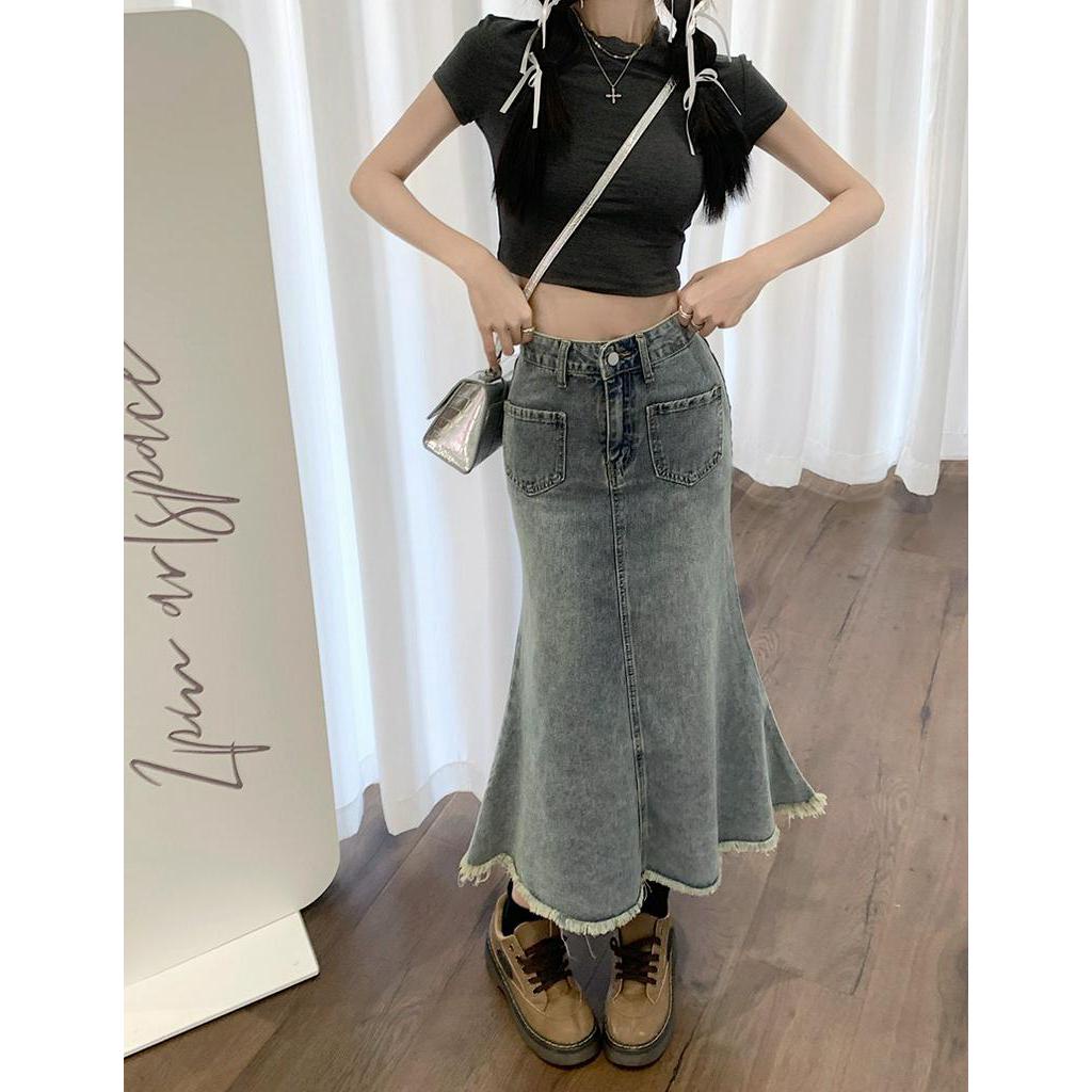 Chân Váy Denim Lưng Cao Phong Cách Mới 63035