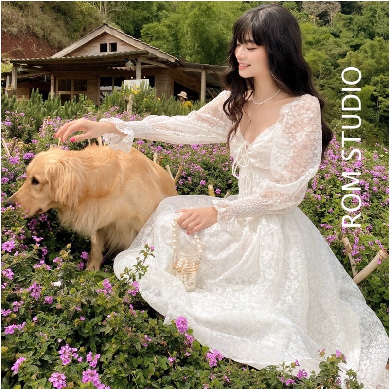 Đầm voan gân hoa Lily dress