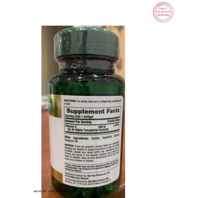 Viên Uống Nature's Bounty Vitamin E 400 IU 30 Viên - 0304531