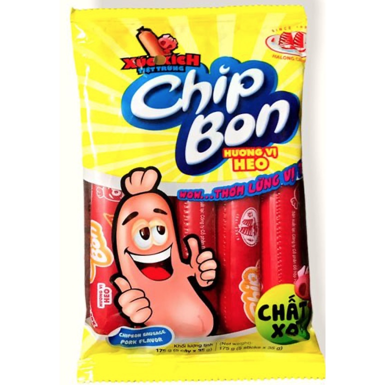 Xúc xích Chipbon 2 vị heo/bò 5 cây - Xúc xích tiệt trùng Hạ Long (Túi 105g/175g)