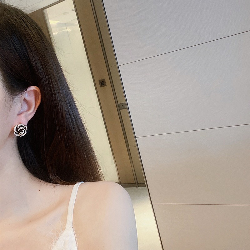 Bông Tai HìNh Hoa HồNg ĐíNh Đá LấP LáNh Sang TrọNg