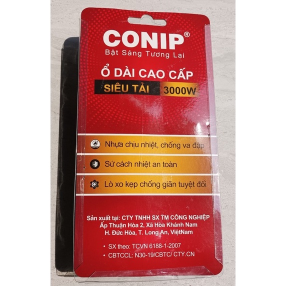 Ổ Cắm Dài Cao Cấp Siêu Tải Max CS3000w Conip Dây Dài 3m Dây Dài 5m - Có Lõi Sứ Cách Điện