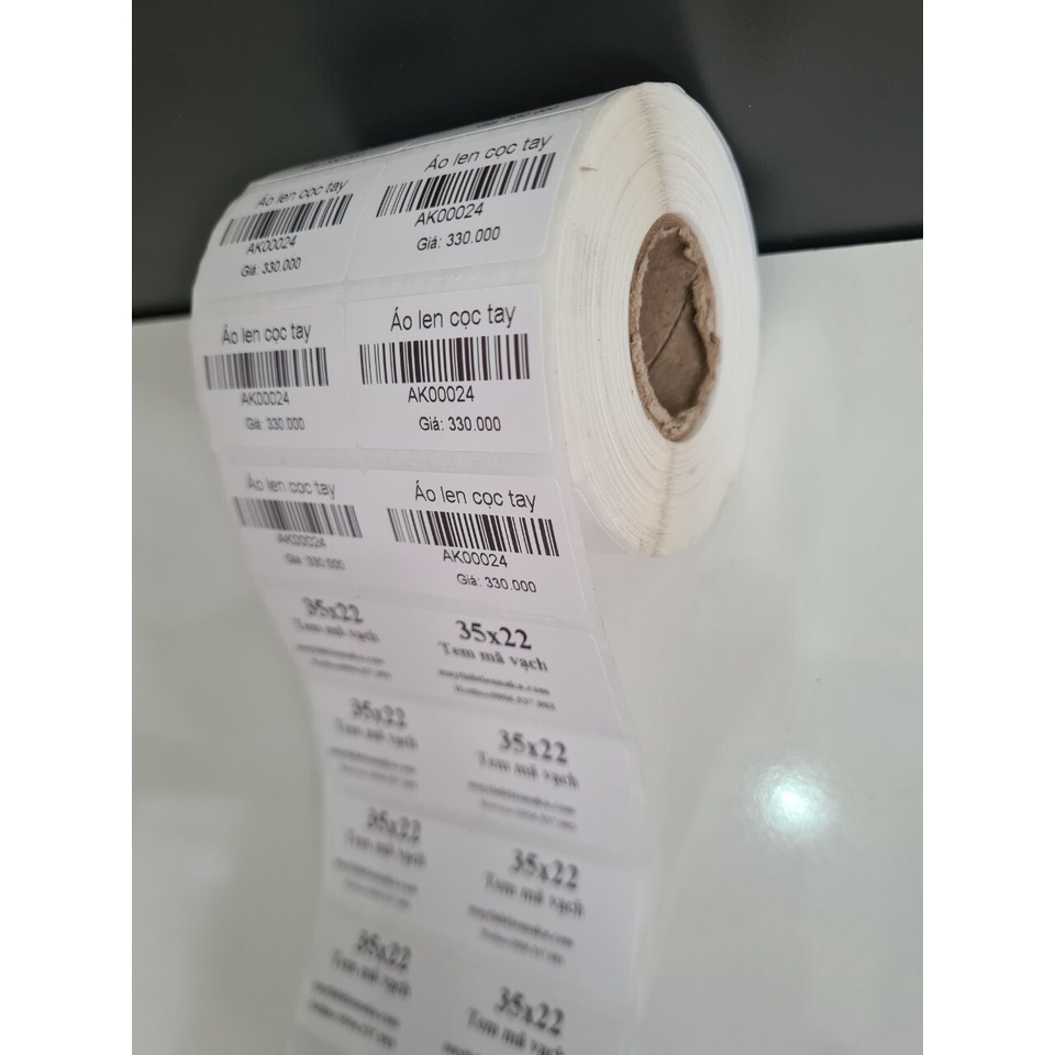 Tem in mã vạch,nhãn  dán -decal nhiệt 2 hàng35x22x2-25m