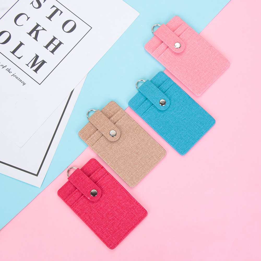Bao đựng thẻ tên/ bảng tên bằng da có nhiều màu thời trang có dây đeo có thể thu gọn