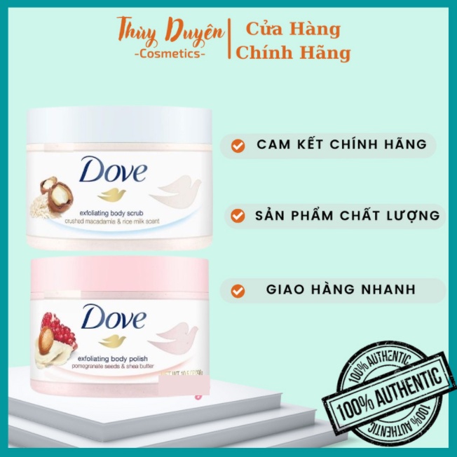 Tẩy Tế Bào Chết Body Dove Chăm Sóc Da Dưỡng Trắng Cấp Ẩm - Hủ 225ml