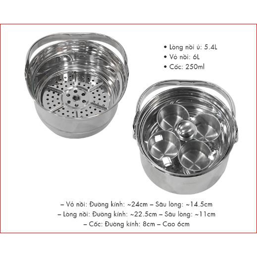 Nồi ủ nhiệt inox Mishio MK-187 5.4L