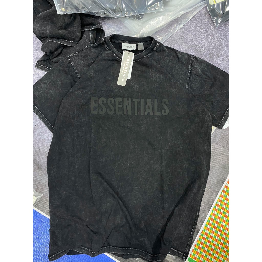 Áo thun Wash tay ngắn ESSENTIALS in cao su nổi Hogoto shop , Áo thun unisex nam nữ form rộng oversize chất liệu Cotton | BigBuy360 - bigbuy360.vn