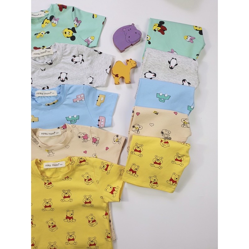 [ MẪU MỚI ] Bộ ngắn tay Minky mom 100% cotton mềm mịn mát cho bé trai, bé gái từ 5-19kg