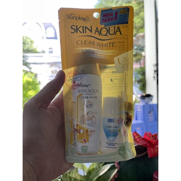 unplay Skin Aqua Clear White SPF50+, PA++++: Sữa chống nắng dưỡng da trắng mịn tối ưu-25g