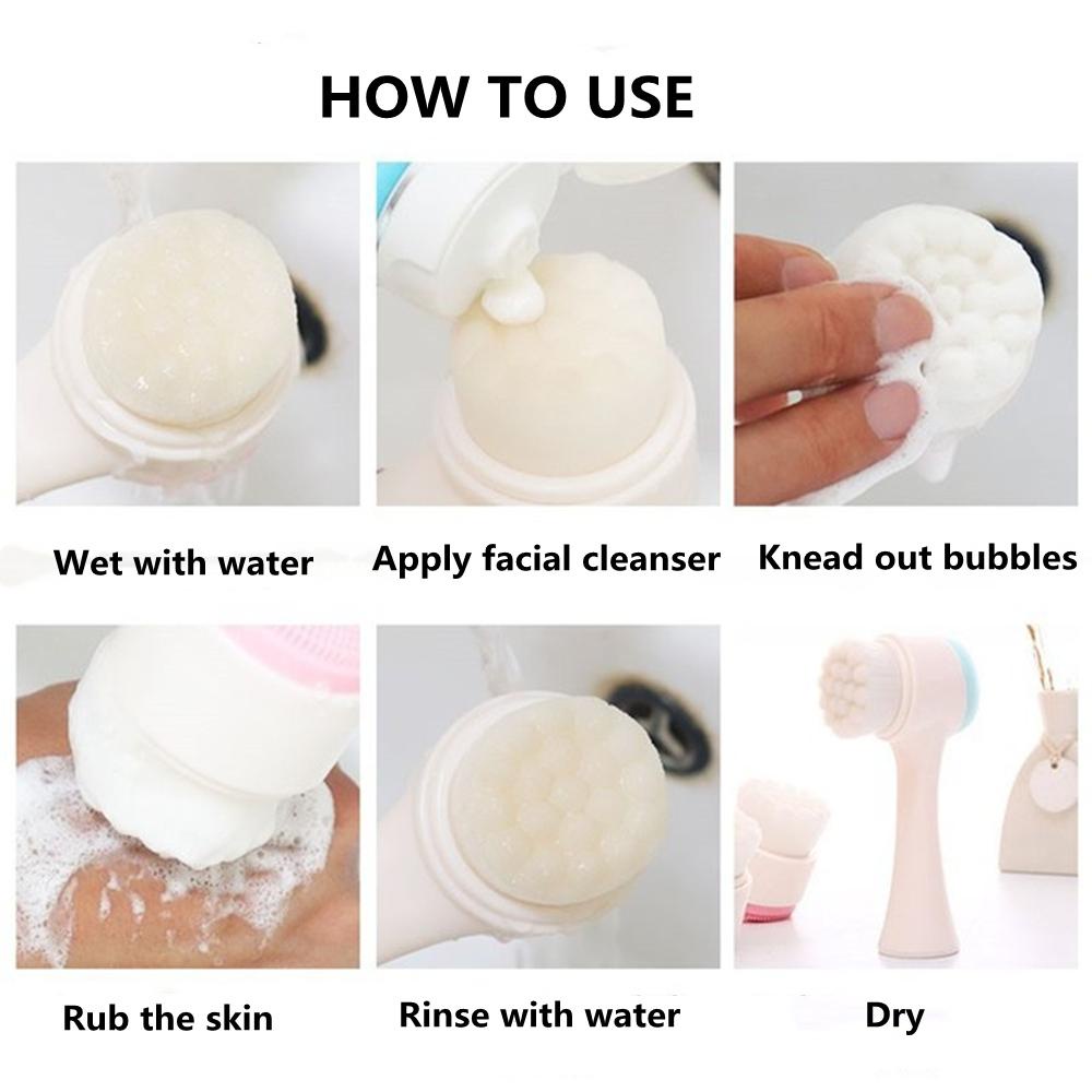 BORAG Bàn Chải Silicone 3D Hai Mặt Chăm Sóc Da