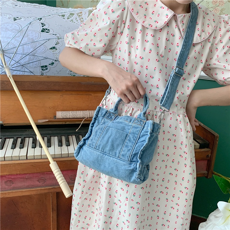 Túi Xách Denim Màu Sắc Đơn Giản Phong Cách Vintage