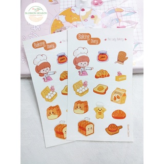 Nhãn dán hình các loại bánh mì dễ thương Baking Diary - Blossom Season
