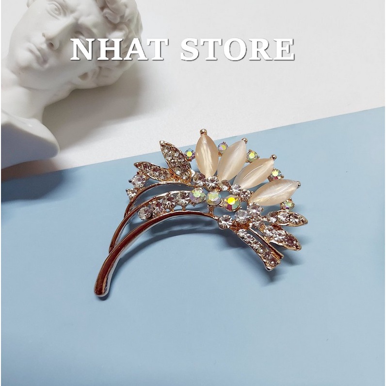 Cài áo đính đá cao cấp, Ghim cài áo vest dễ thương Phong cách Hàn Quốc, cỡ 5.8x4.5cm