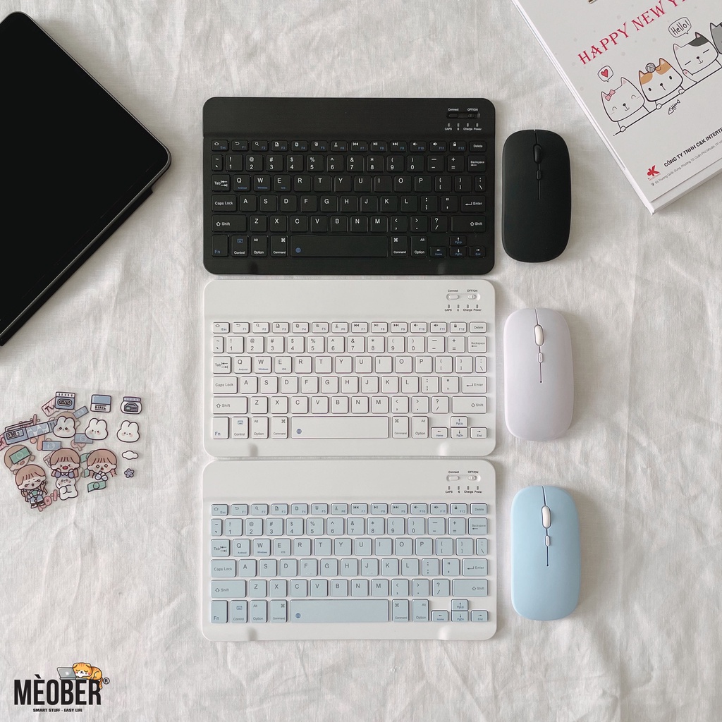 Bộ Bàn Phím và Chuột Bluetooth Siêu Mỏng Nhẹ Dành Cho tablet Pro 11,Air 4,Gen 5/6/7/8/9, Laptop, Smartphone v.v