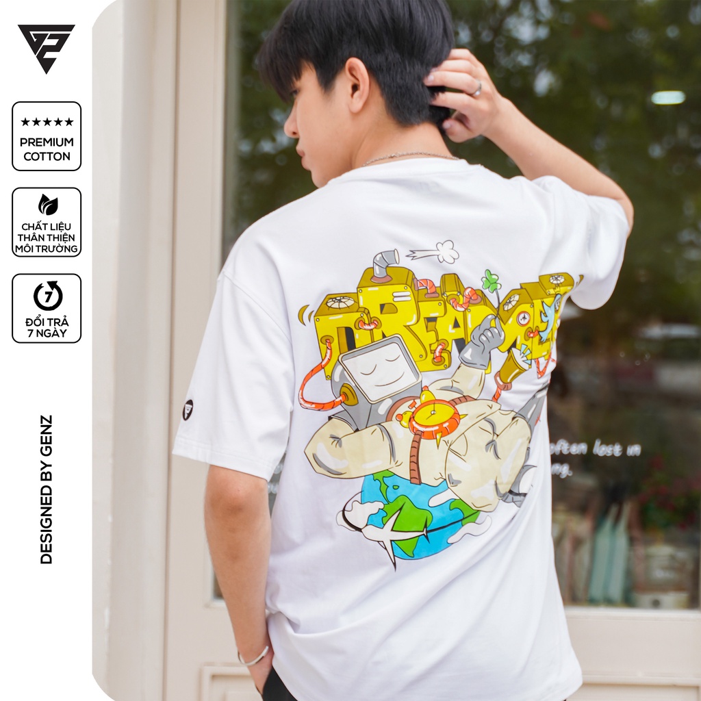 Áo thun tay lỡ GENZ phông Unisex nam nữ Cotton oversize form rộng Dreamer