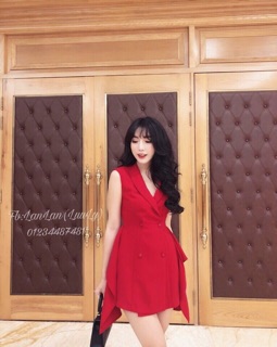 Đầm cổ vest eo phối peplum🍥🍥