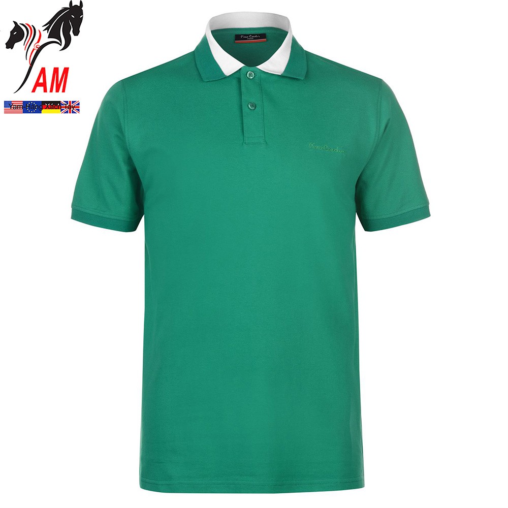 [100% Cotton - Sale] Áo thun nam Pierre Cardin Zip Neck Polo Shirt Mens cao cấp (Xanh - Size EU - )