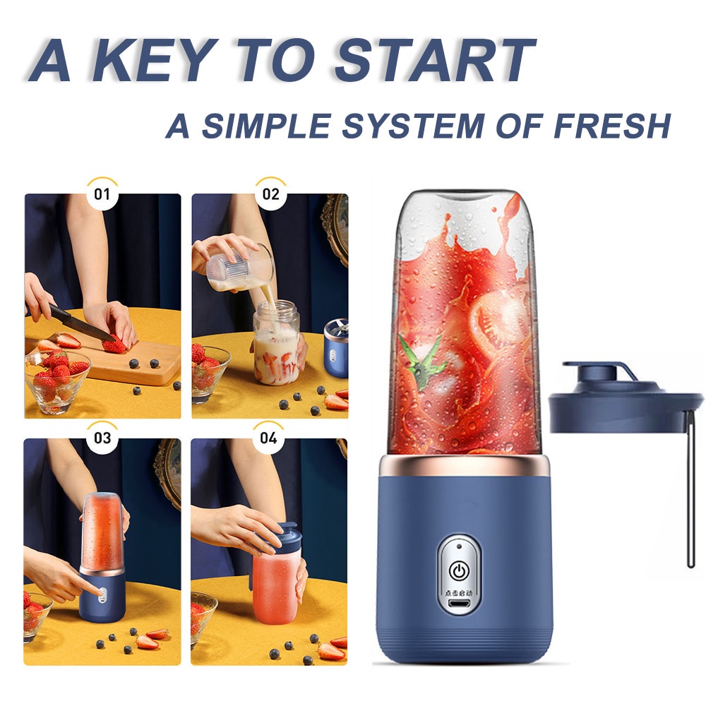 Máy Xay Sinh Tố Mini 400ML Kèm 6 Lưỡi Dao Tiện Dụng