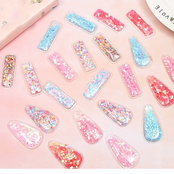 Phụ kiện trang sức trẻ em Nhật Bản và Hàn Quốc Kẹp màu sequin trong suốt kẹp tóc dễ thương 5 miếng có sẵn để mua