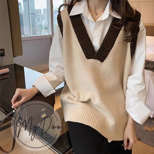 Áo gile cổ V viền Ulzzang ⚡️HANG LOẠI I ⚡️ áo ghi lê cho nữ basic nhẹ nhàng- GL16