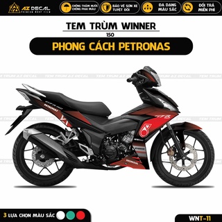 Tem xe winner v1 mẫu petronas | wnt-11 | decal dán trùm winner 150 cao cấp đen đỏ, đen trắng, đen xanh