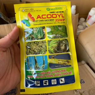ACODYL- Đặc trị: Xỉ mủ, héo rũ, sương mai, chạy dây, nứt thân, thối rễ.