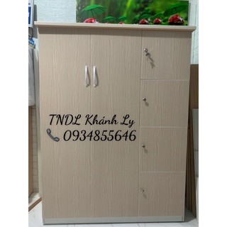 Tủ áo nhựa đài loan 2 cánh lớn 4 cánh nhỏ 125x165 gỗ nhạt(TPHCM)