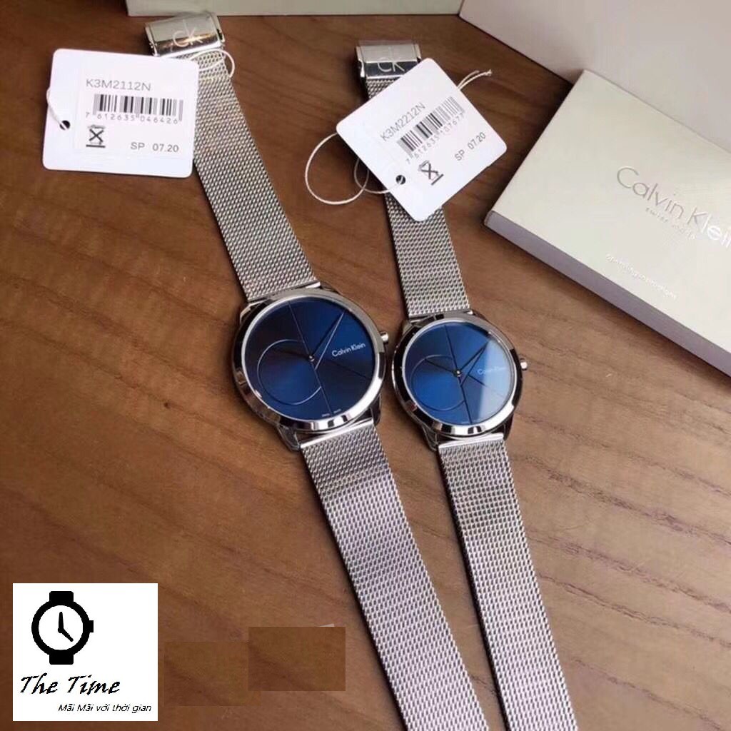 Đồng hồ đôi Calvin Klein Minimal Blue Dial  K3M2112N & K3M2212N ; Black K3M214X1 & K3M224X1 . 40mm & 35mm. 3atm