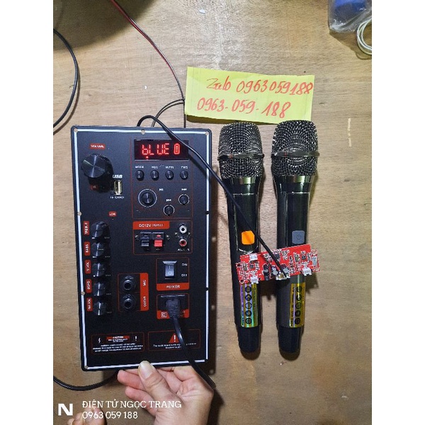 Mạch Loa Kéo Kích Thước 24.5 × 14Cm -Kéo Bass Đơn 20 -25-30 - Kèm Micro 2 Tay Nhôm UHF