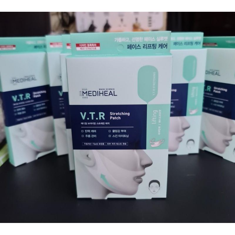 [Mẫu mới]Mặt nạ nâng cơ giảm mỡ thừa tạo hình V line Mediheal V.T.R Stretching patch 💚 💚