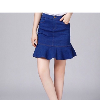 Chân váy jean đuôi cá màu xanh size lớn big size 58-90kg