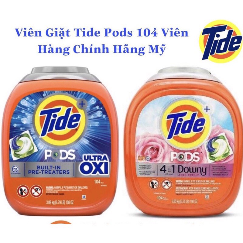 Viên giặt Tide  hộp 104 viên - Mỹ