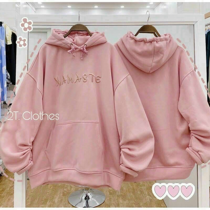 Áo Khoác Nỉ Hoodie Trơn 3 Màu NAMASTE Nam Nữ Phom Rộng chất dày Ulzzang Unisex
