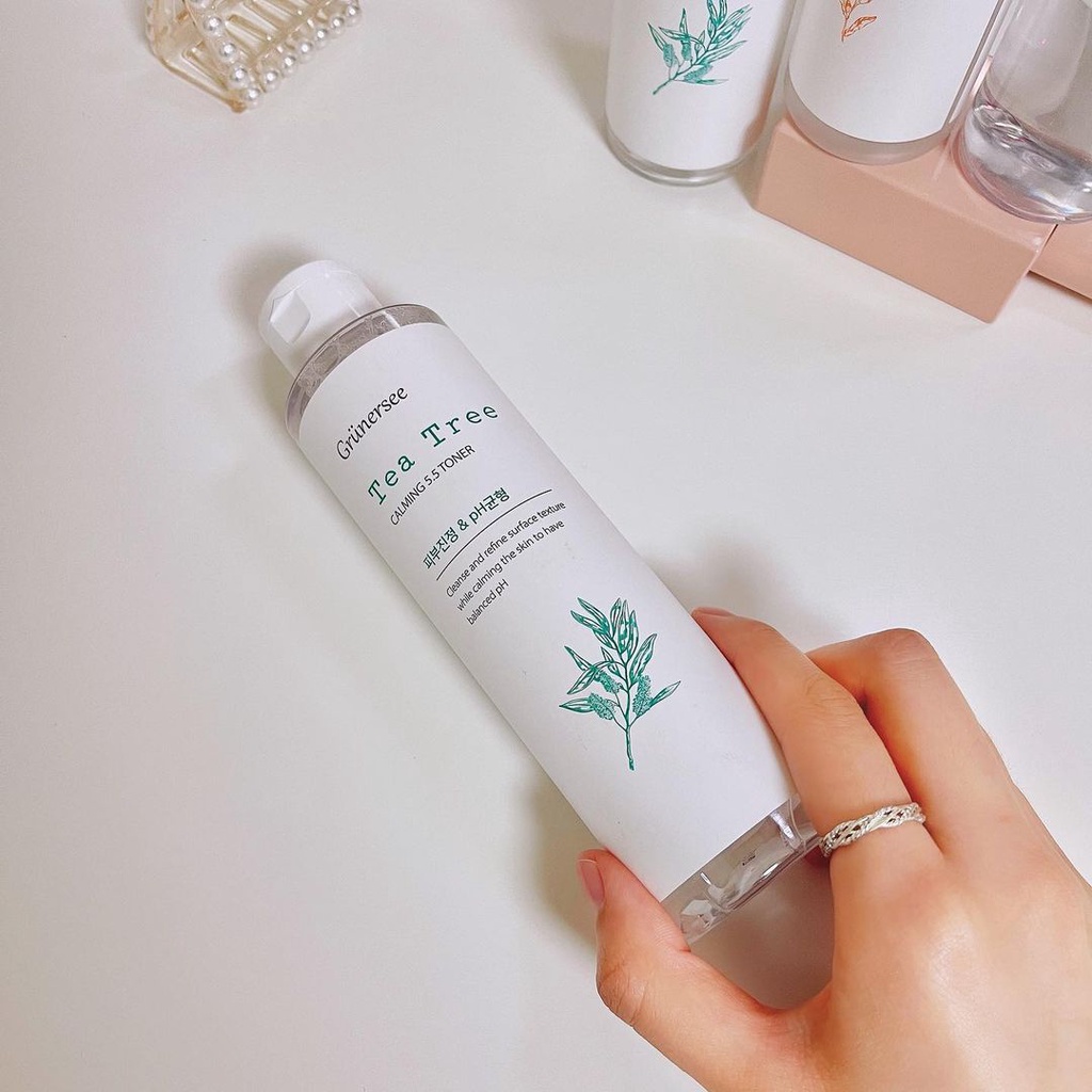 Toner tràm trà GRUNERSEE ngăn ngừa mụn điều tiết bã nhờn Tea Tree Calming pH 5.5 Toner dưỡng ẩm cho da dầu mụn GRUN01