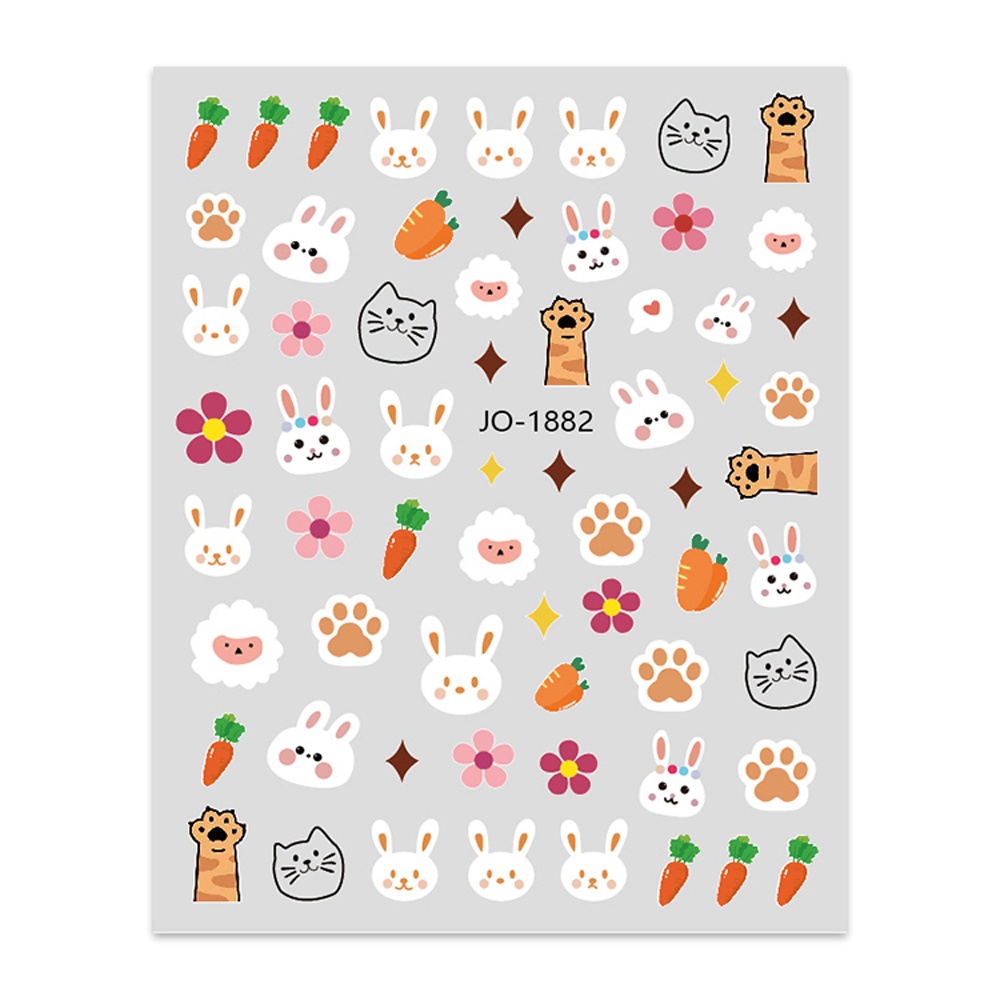 Miếng Dán Trang Trí Móng Tay Họa Tiết Hoạt Hình 3D Dễ Thương Thời Trang Mùa Hè