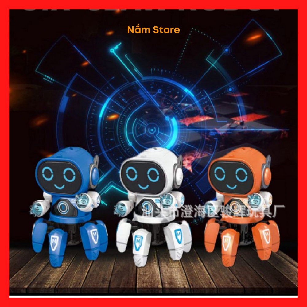 Đồ Chơi Robot 6 Chân Thông Minh Có Đèn Nhạc Tặng Kèm Pin