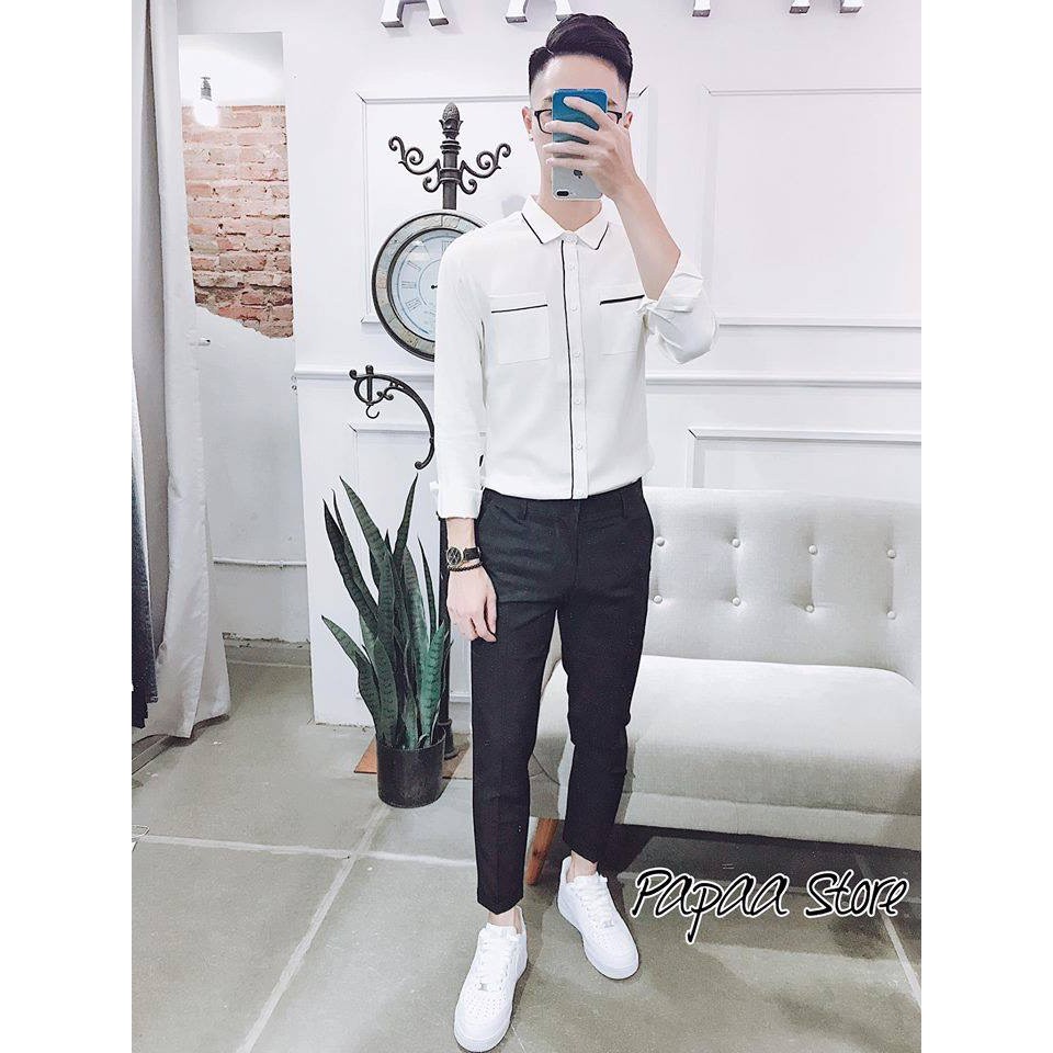 ÁO SƠ MI NAM HỌA TIẾT PHỐI TÚI SIÊU CHẤT
