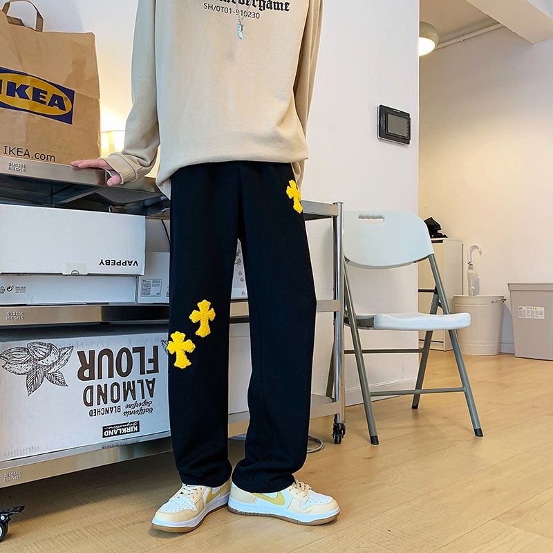 Quần Thể Thao Dây Rút Ống Rộng Màu Trắng Phong Cách Đường Phố Harajuku 2023 Mới Cho Nam Nữ